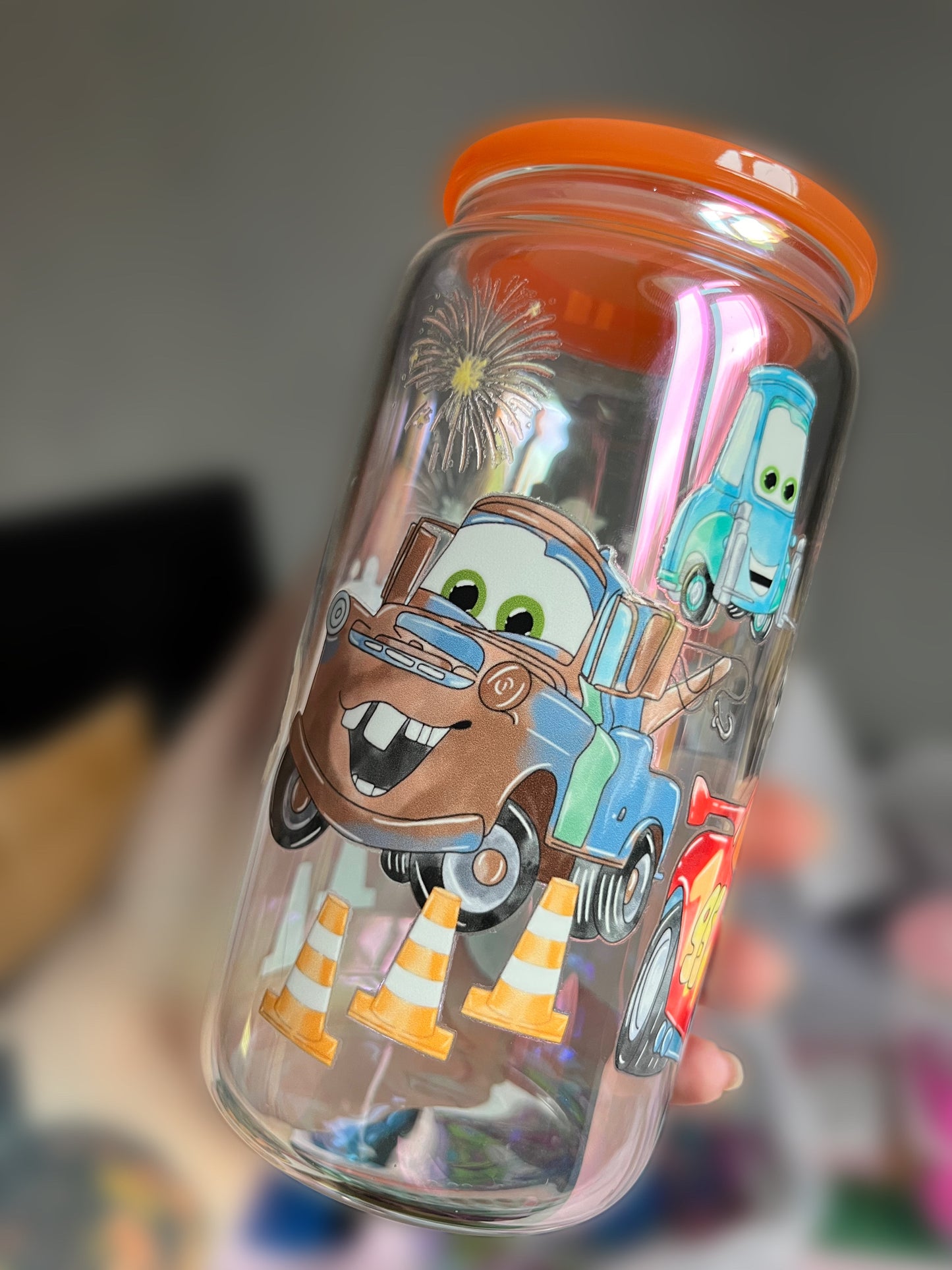 Cars Glass Cup With Straw Topper