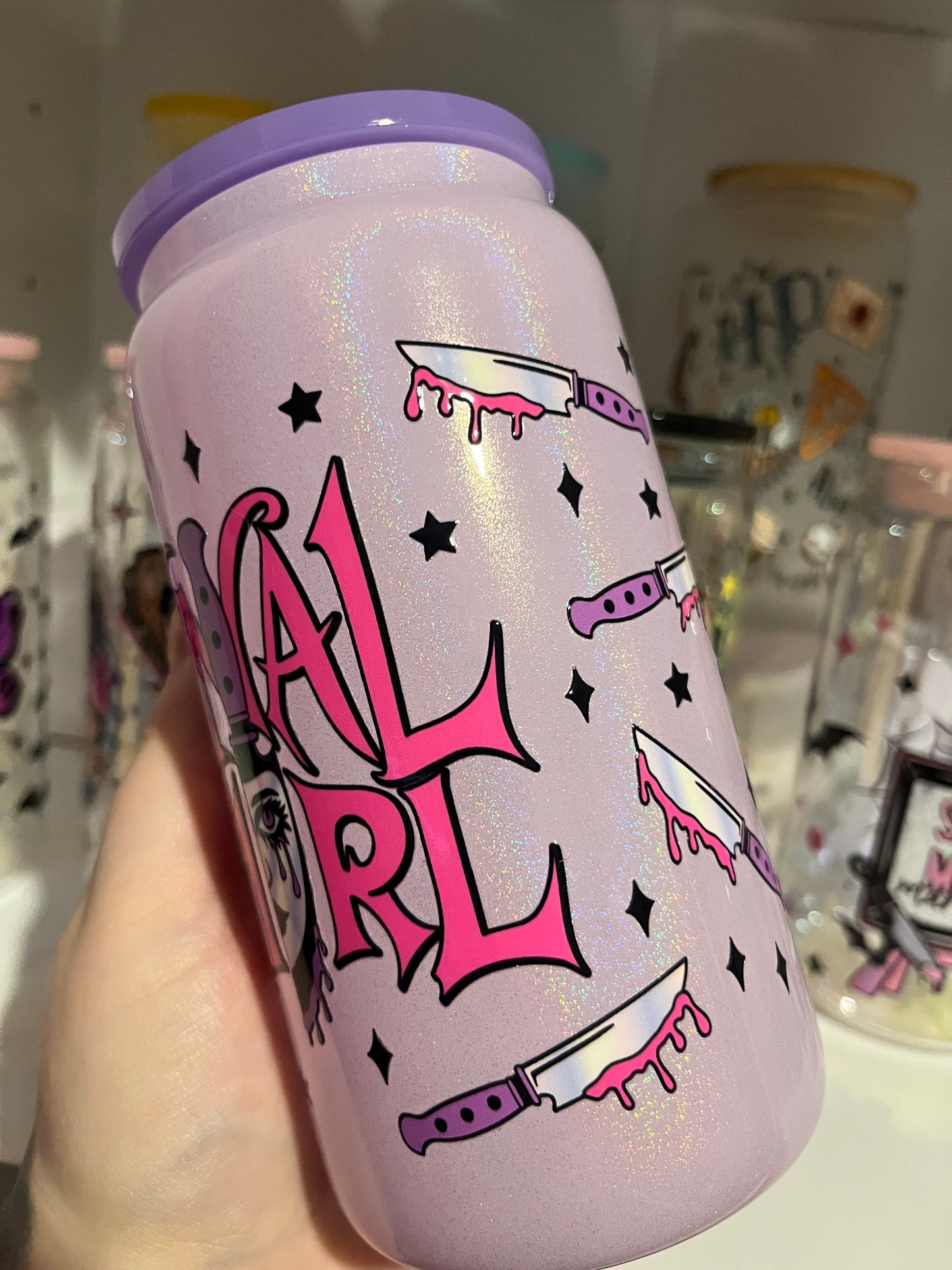 Final Girl Glitter Glass Cup - Preorder