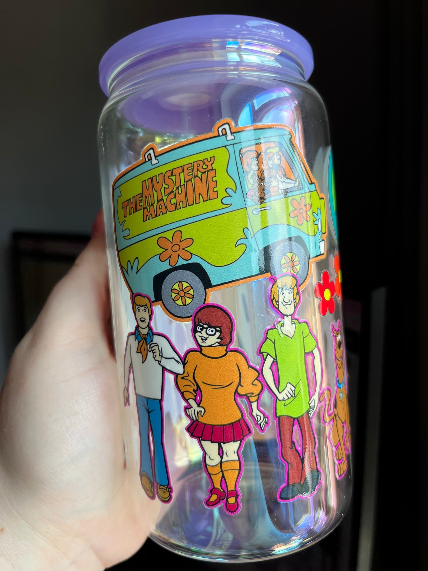 Scooby Doo Purple Glass Cup With Straw