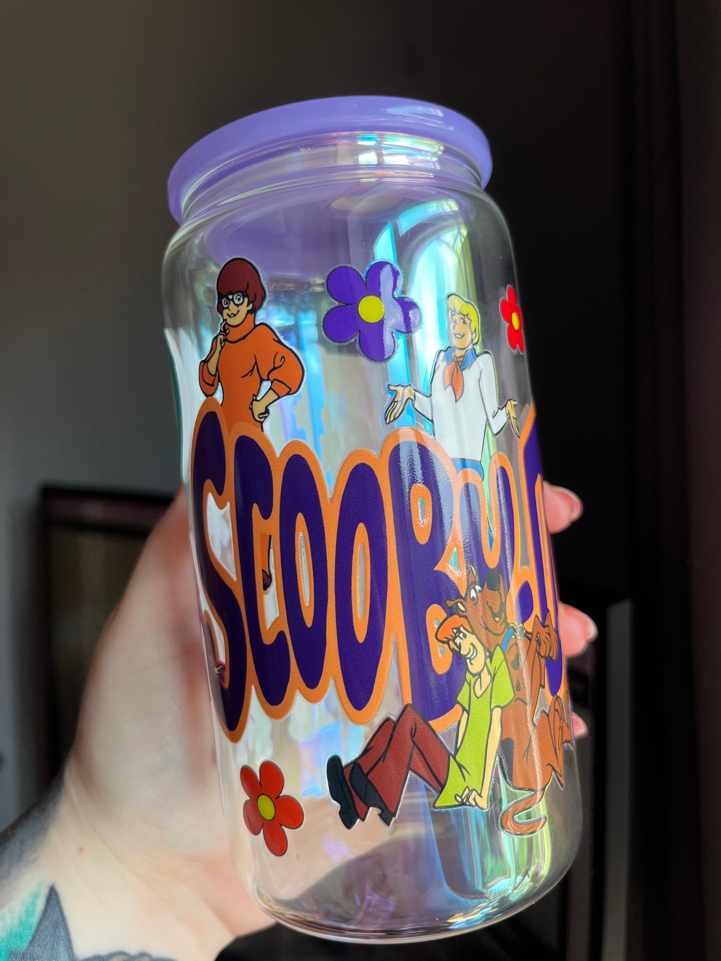 Scooby Doo Purple Glass Cup With Straw