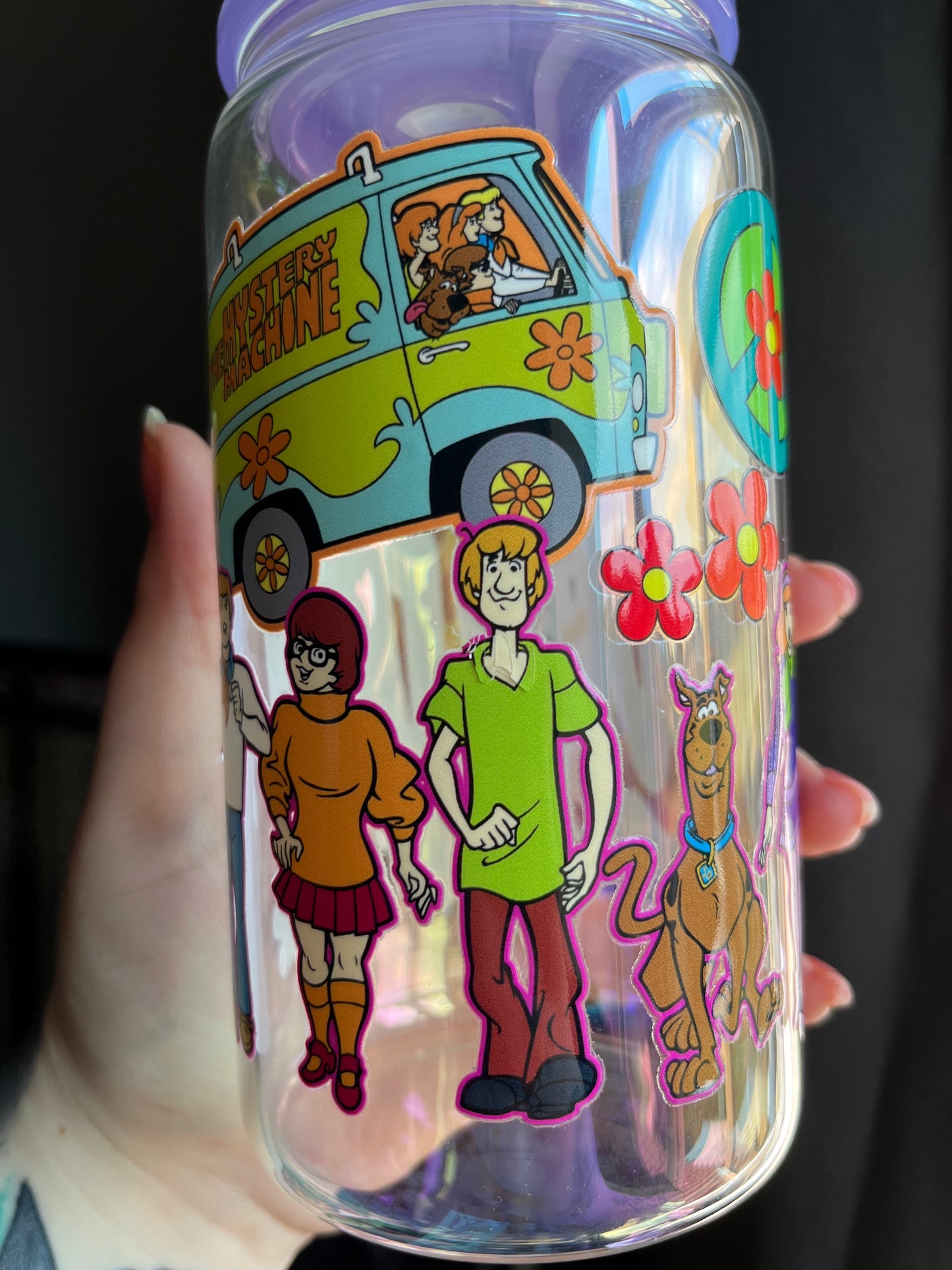 Scooby Doo Purple Glass Cup With Straw
