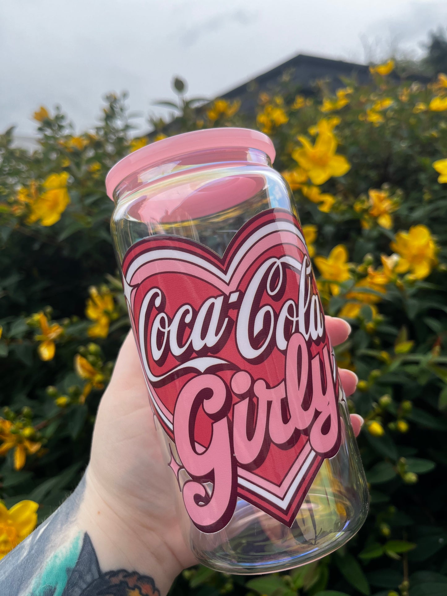 Coca Cola Girly Libbey Glass Cup With Straw
