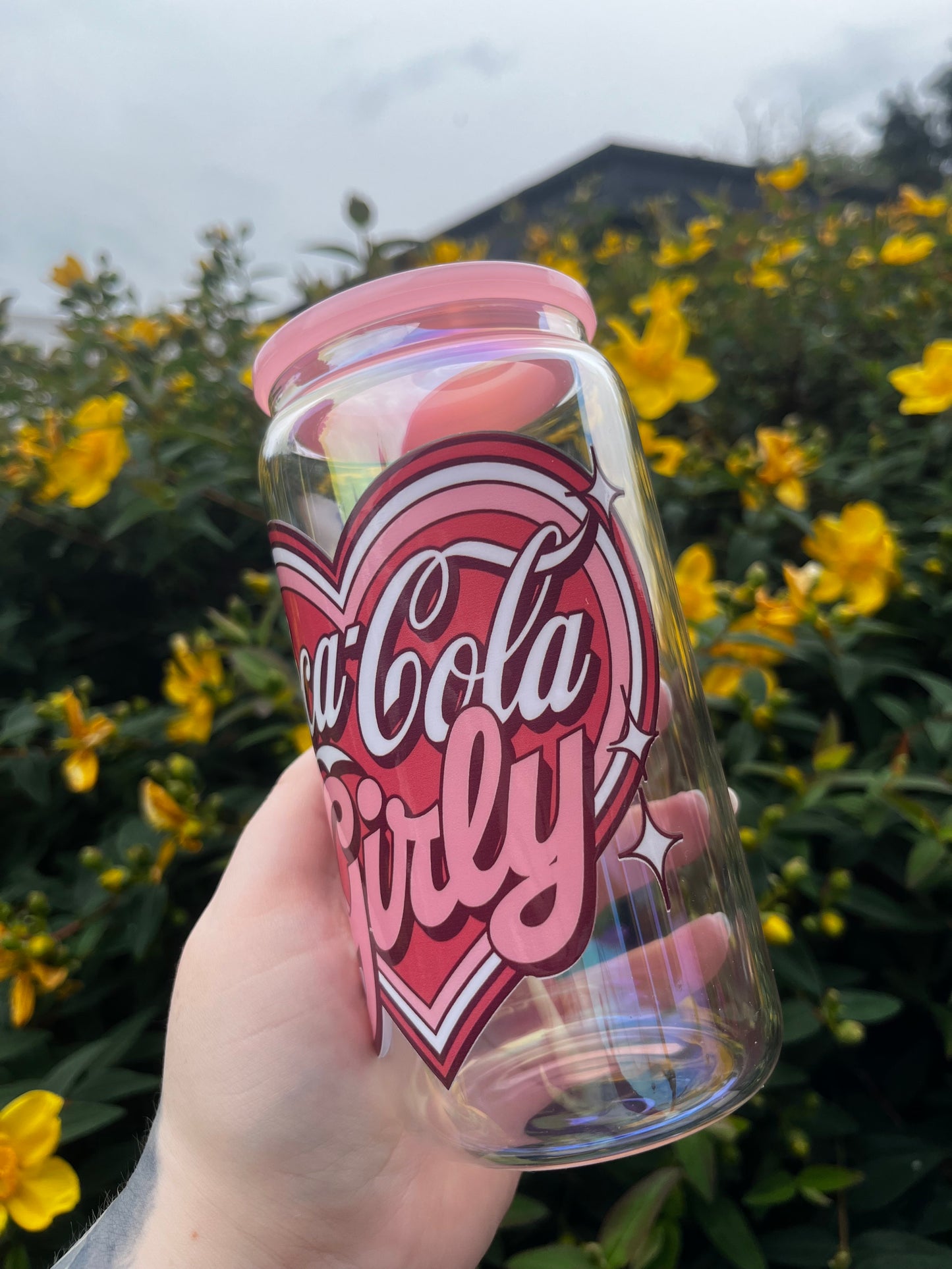 Coca Cola Girly Libbey Glass Cup With Straw