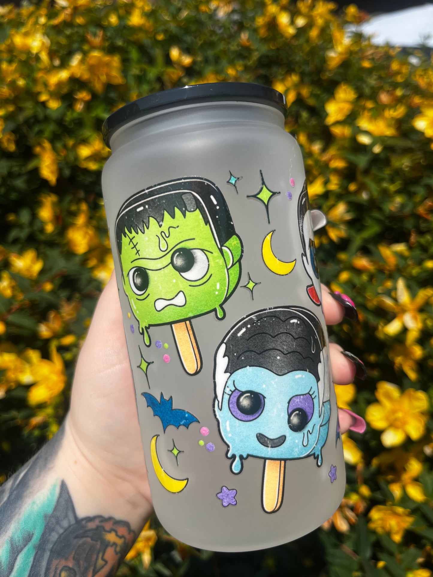 Monsters Sumerween Glass Cup With Straw