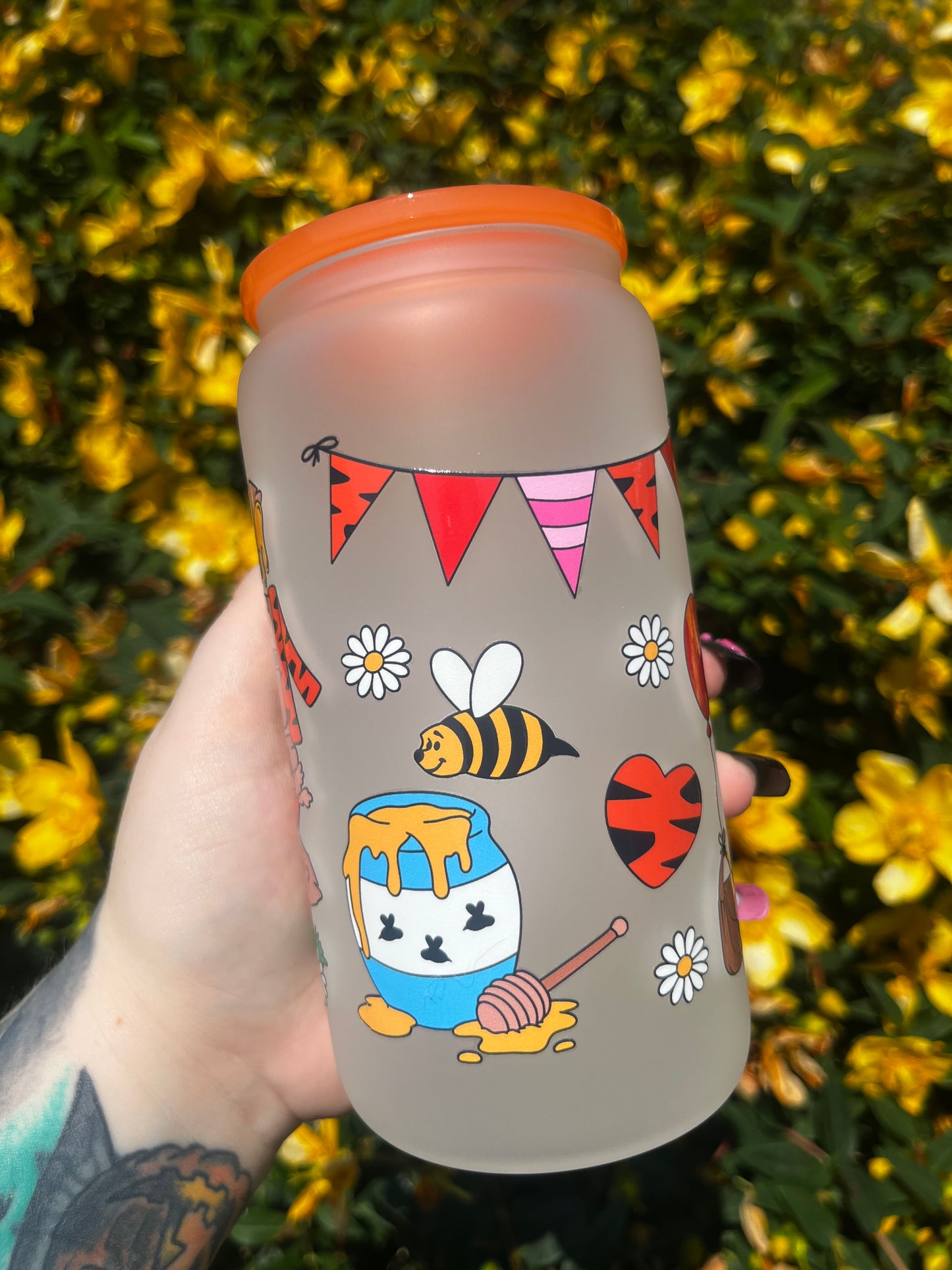 Friendship Never Ends Glass Cup With Straw