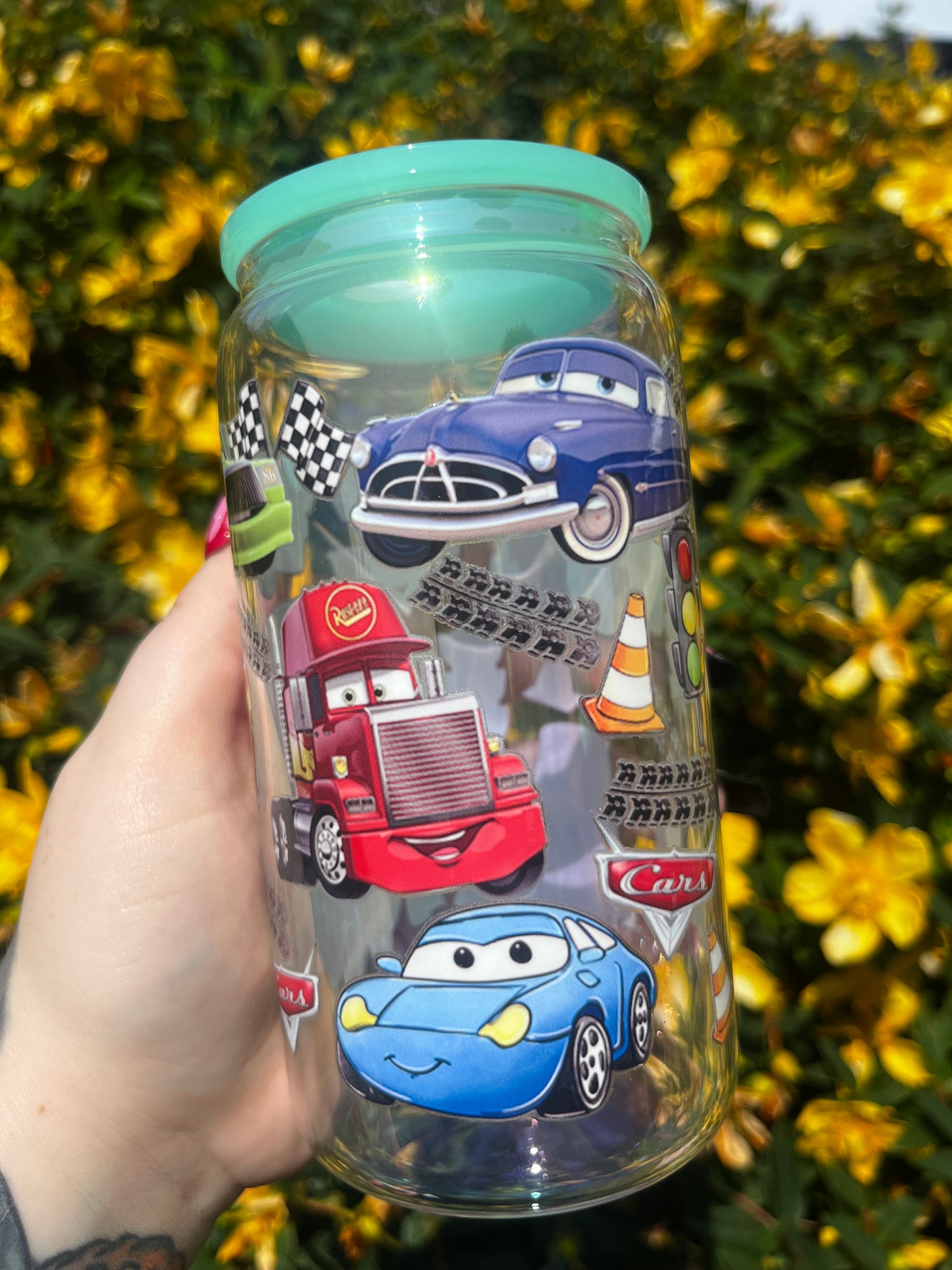 Cars Libbey Glass Cup With Straw