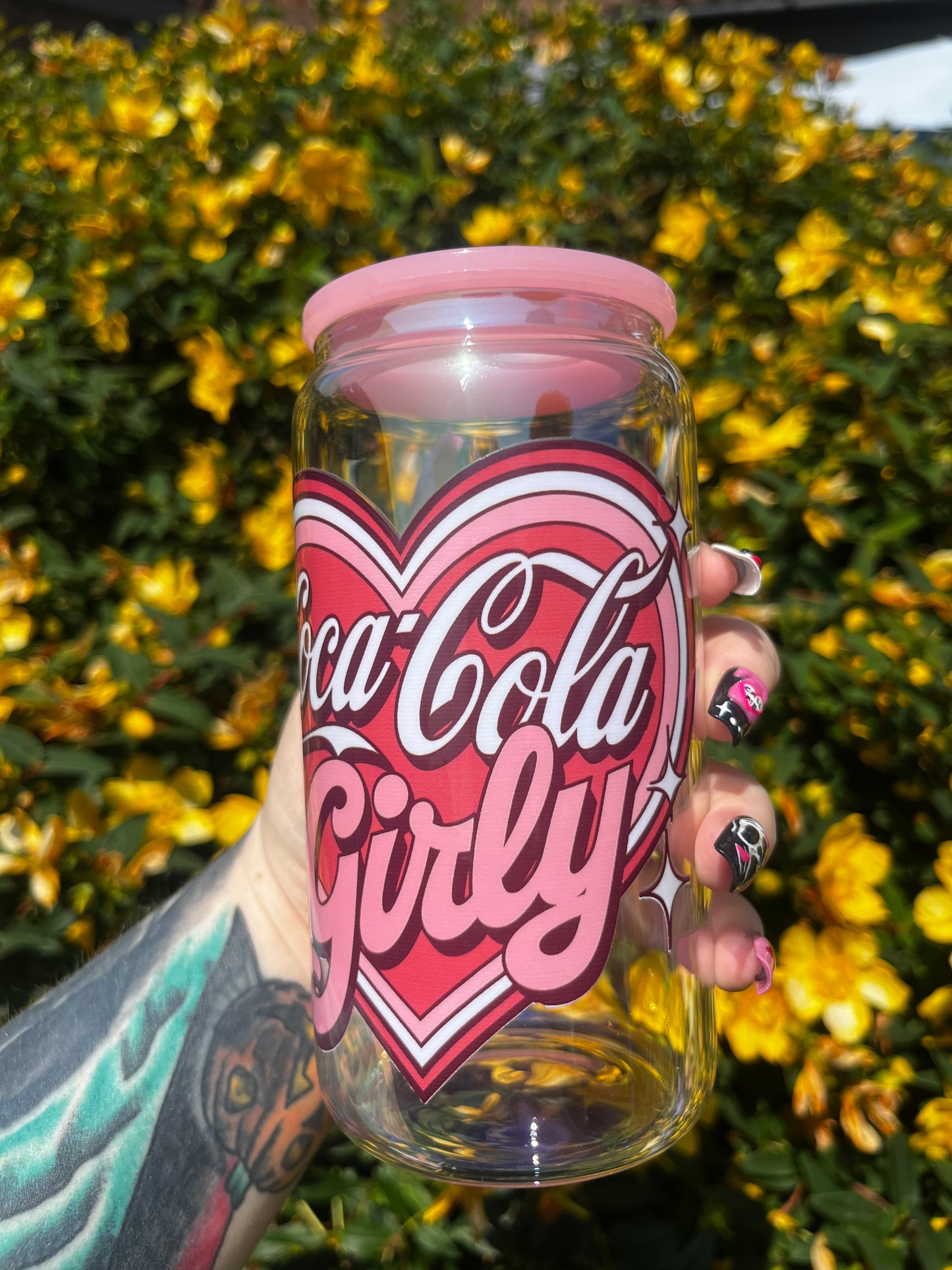 Coca Cola Girly Libbey Glass Cup With Straw