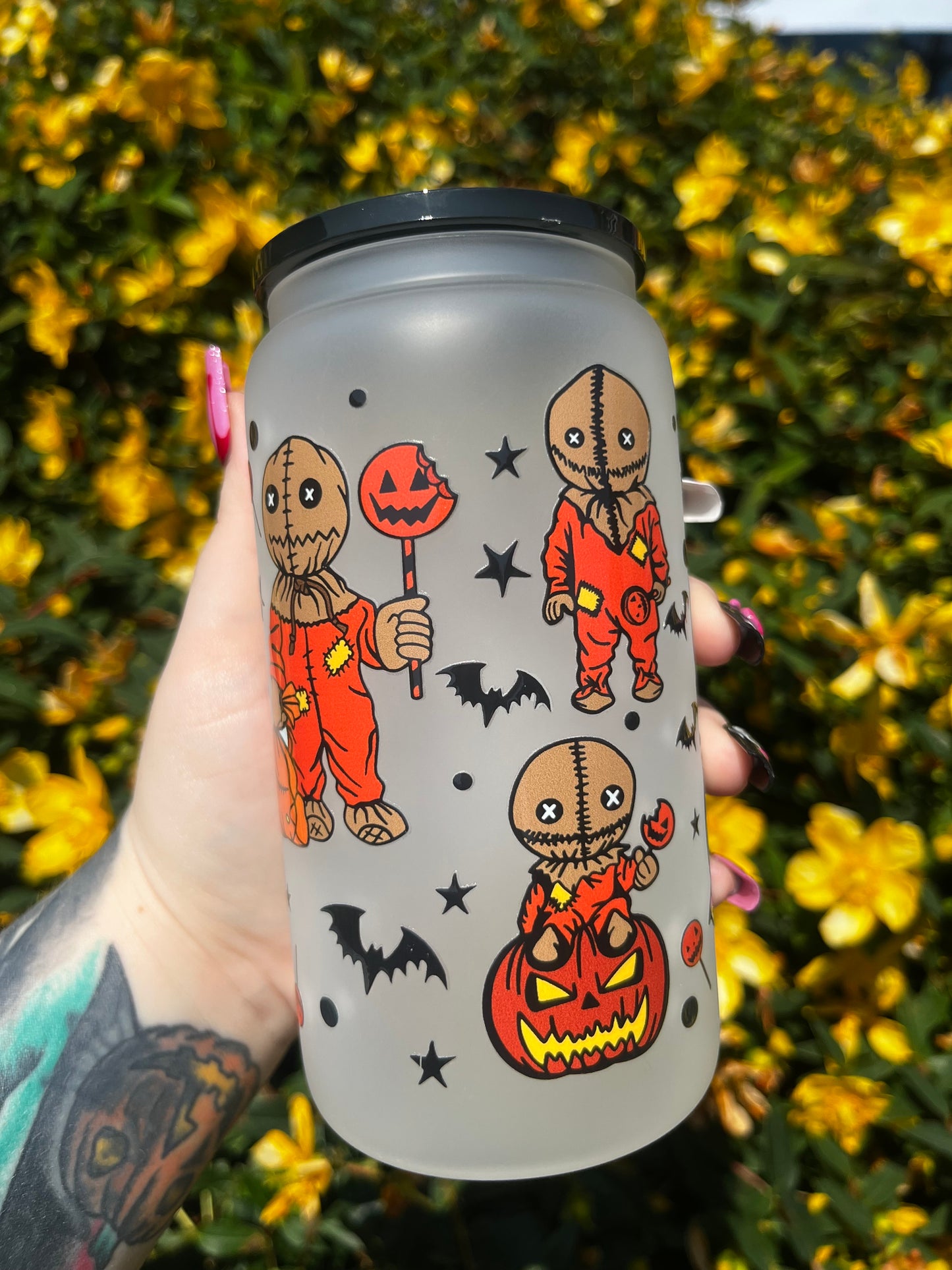Trick r Treat Libbey Glass Cup With Straw