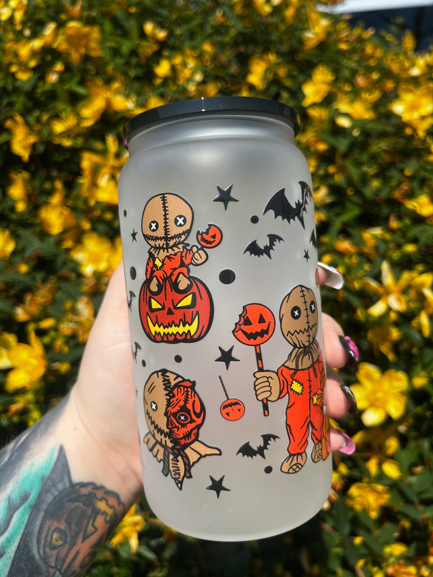 Trick r Treat Libbey Glass Cup With Straw
