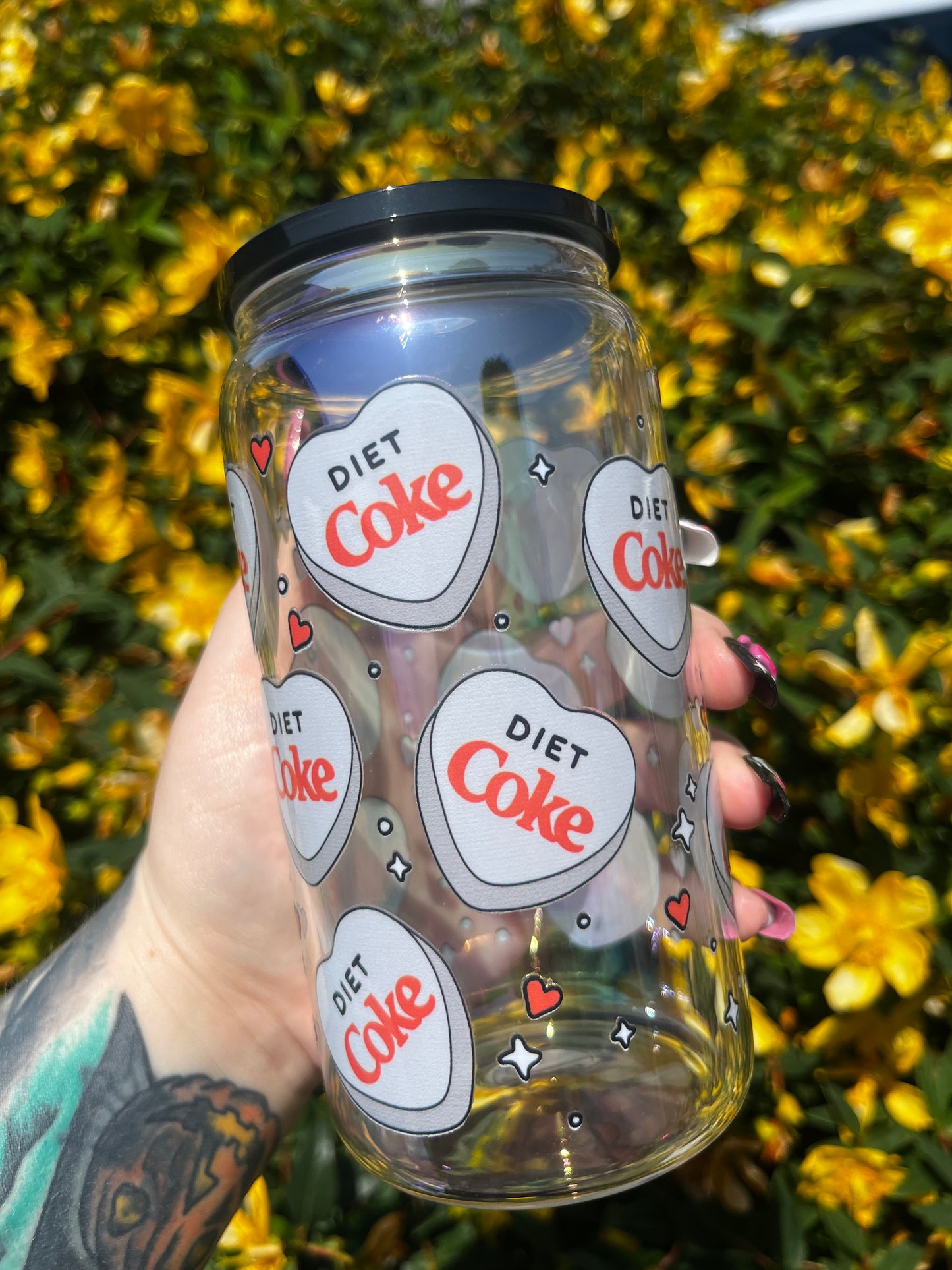 Diet Coke Libbey Glass Cup With Straw