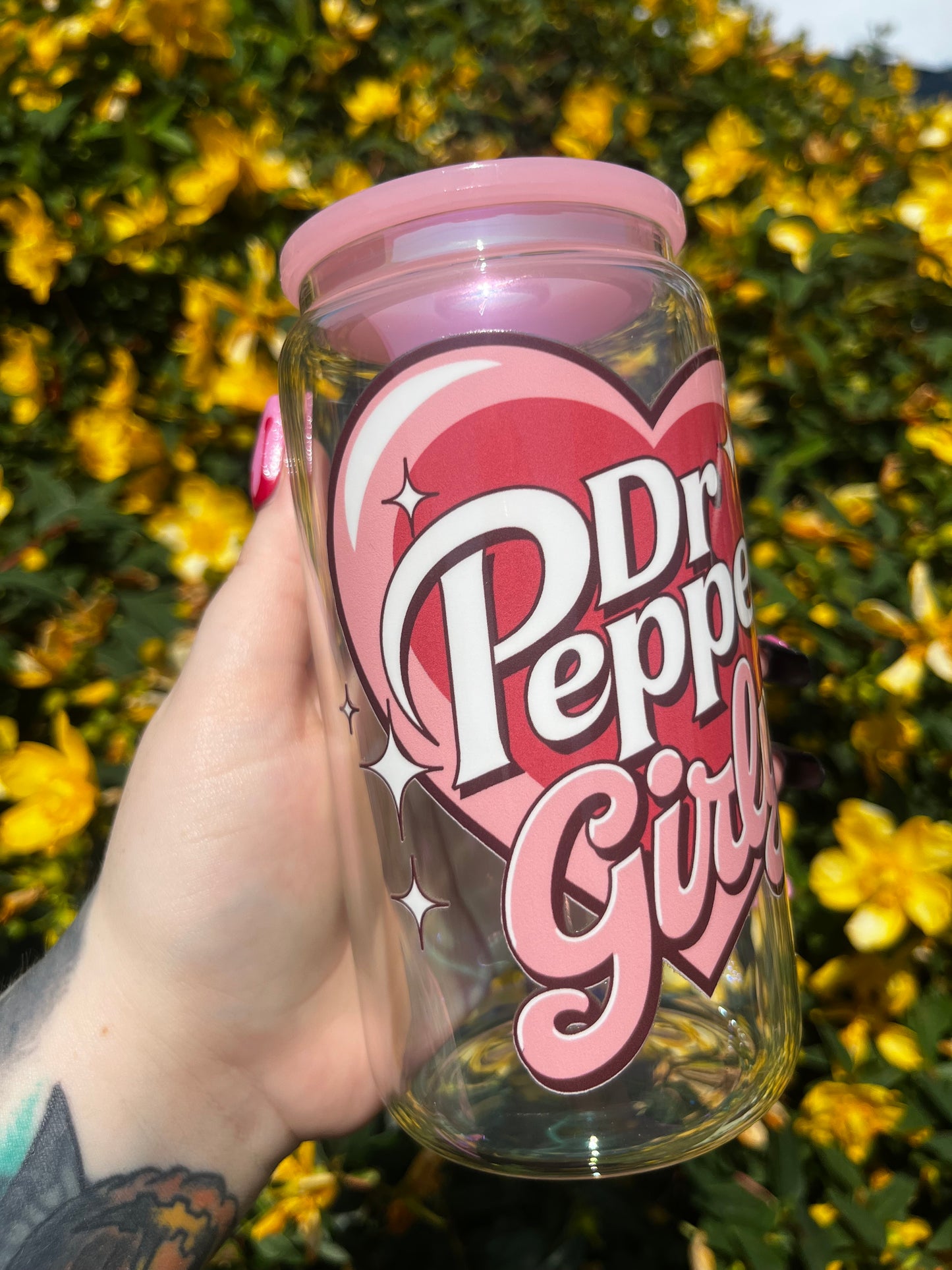 Dr Pepper Girly Libbey Glass Cup With Straw