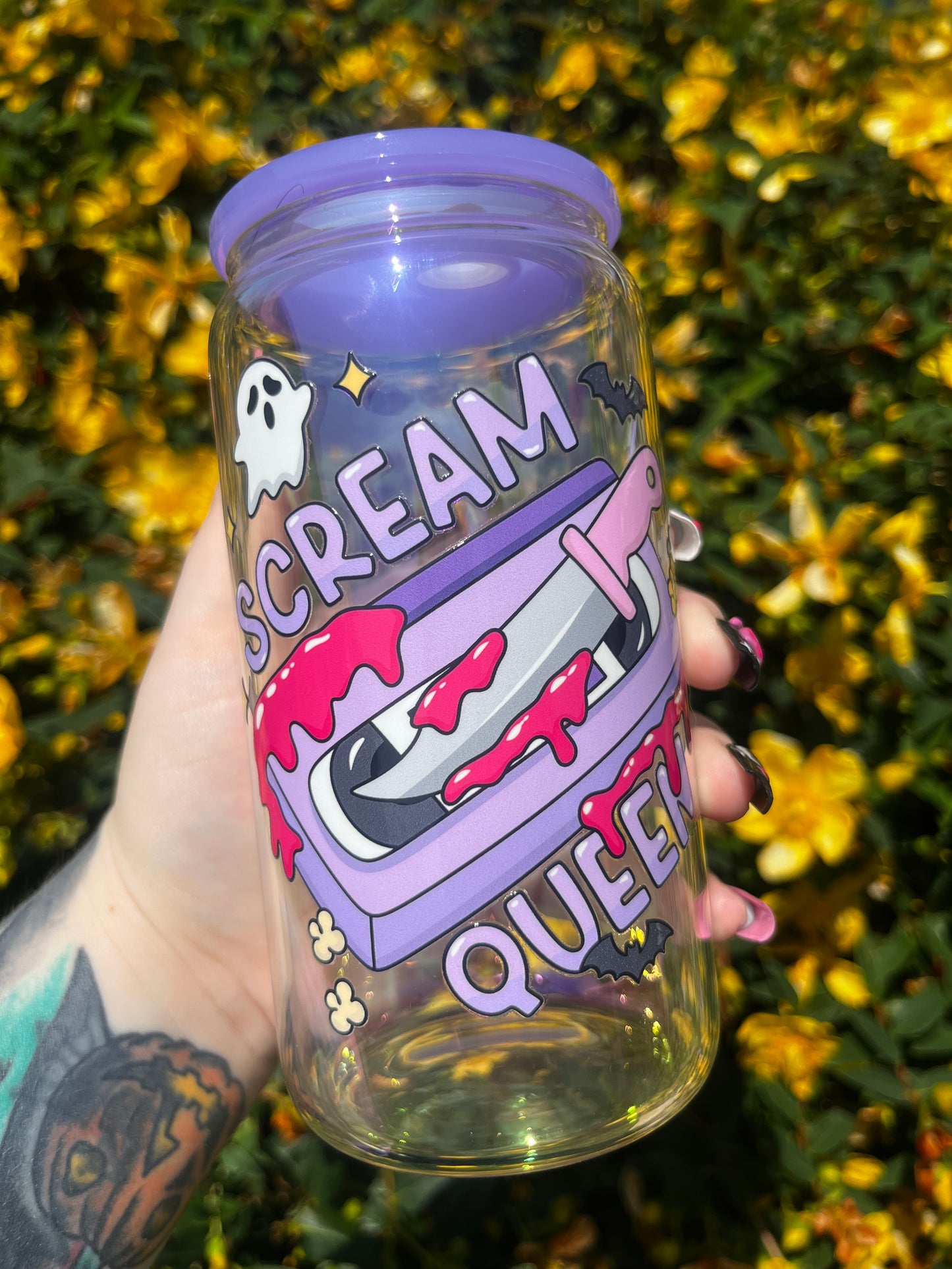 Scream Queens Libbey Glass Cup With Straw