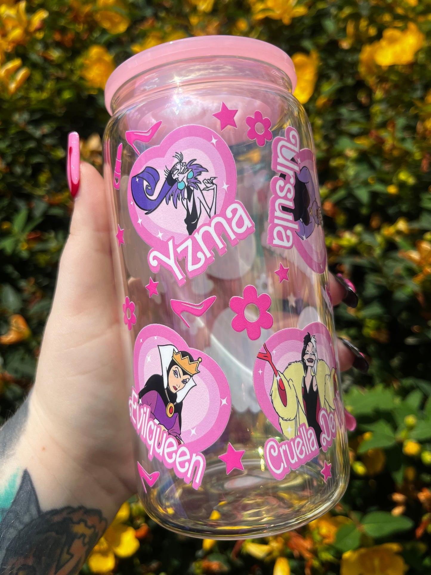Villains Libbey Glass Cup With Straw