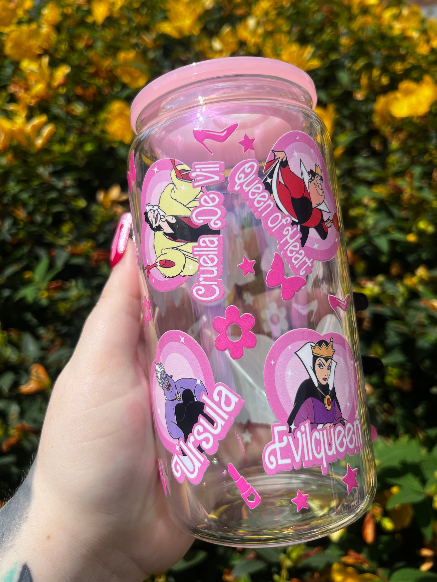 Villains Libbey Glass Cup With Straw