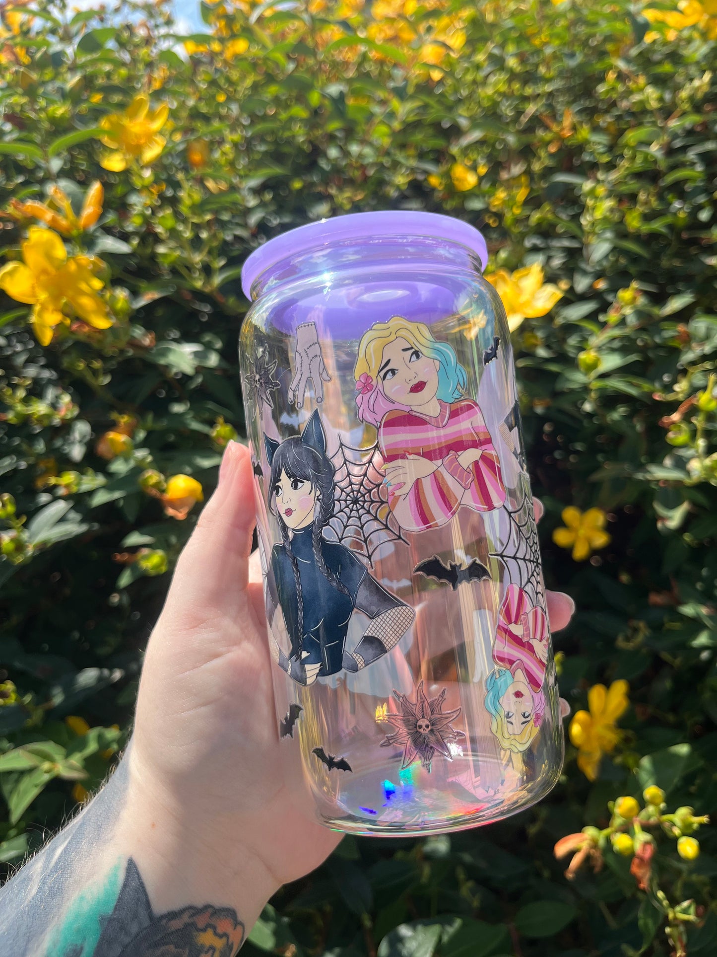 The Raven and the Wolf Glass Cup