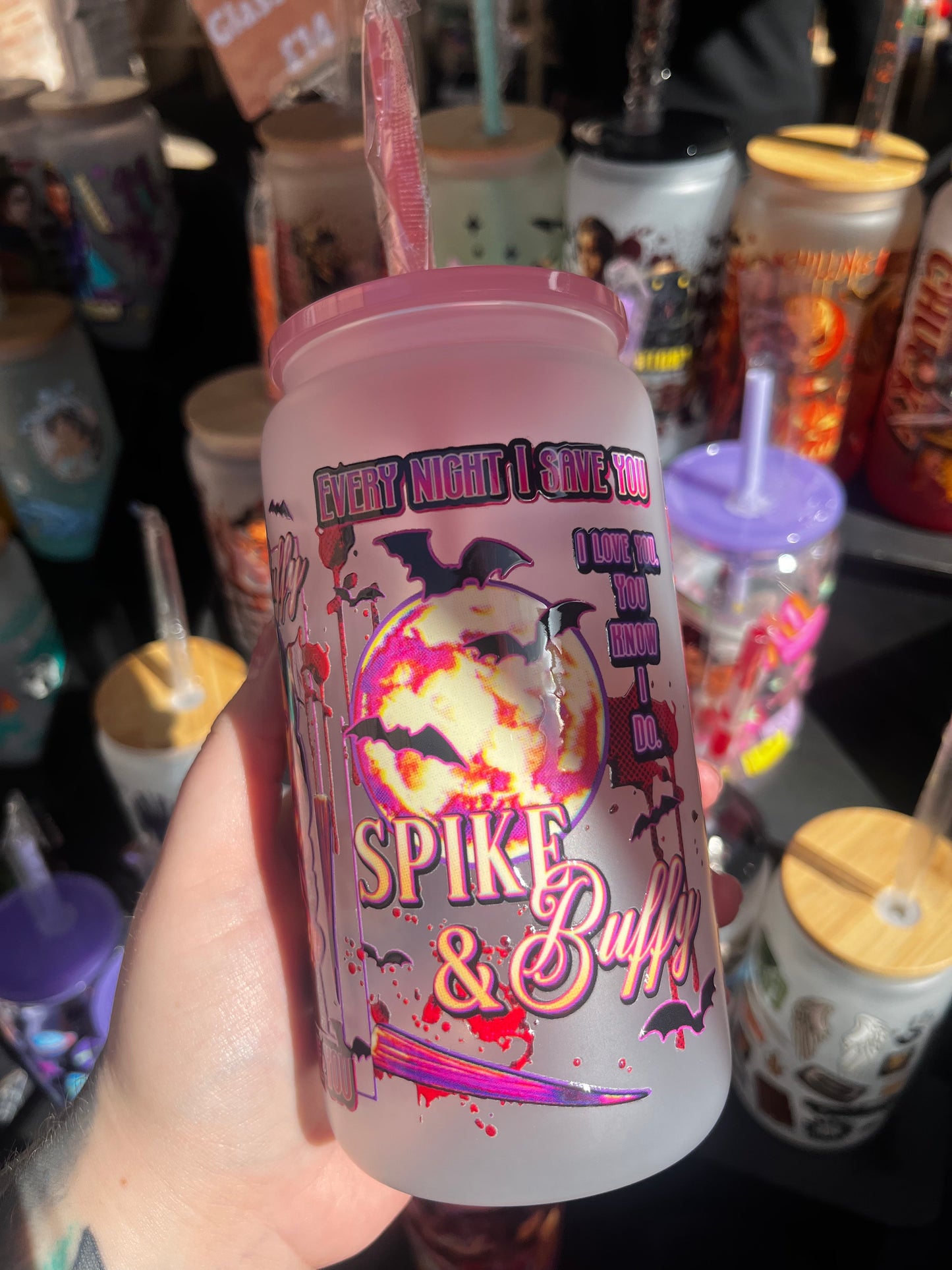 Spike & Buffy Glass Cup
