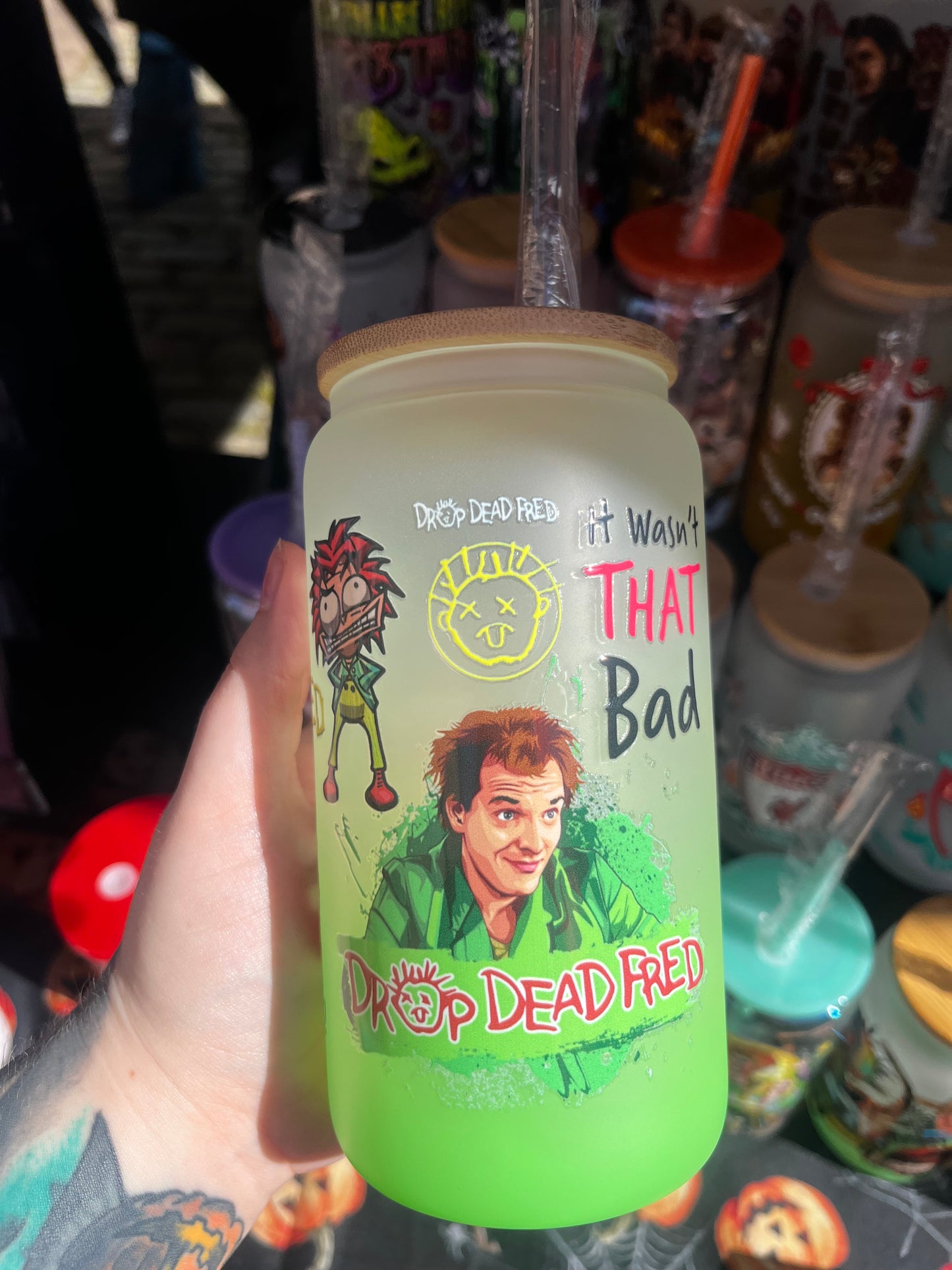 Drop Dead Fred Glass Cup