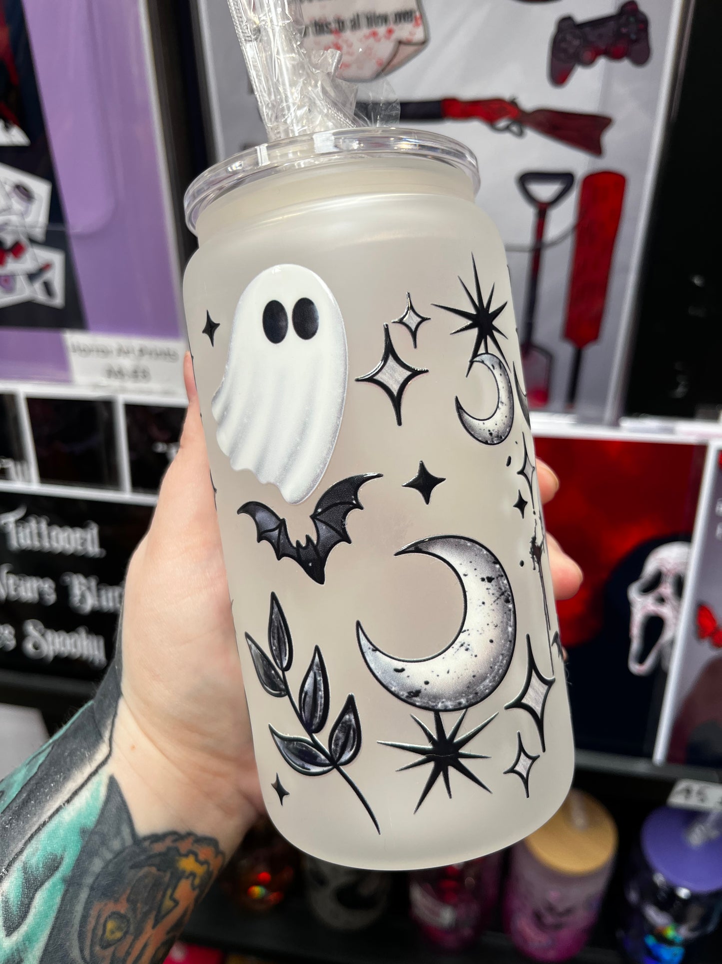 Ghosts & Moons Glass Cup