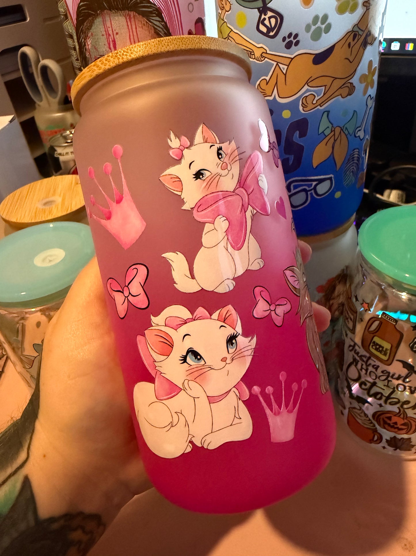 Aristocats Pink Glass Cup