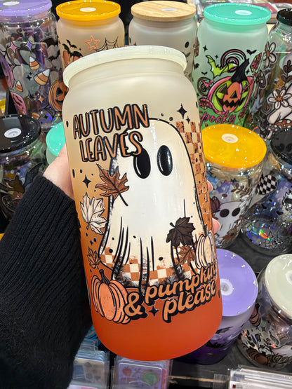 Autumn & Pumpkins Glass Cup