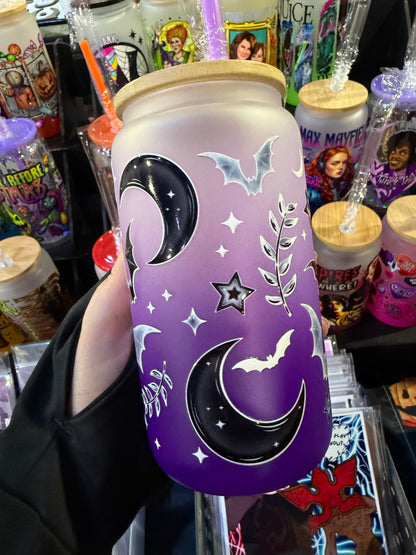 Purple Bats Glass Cup