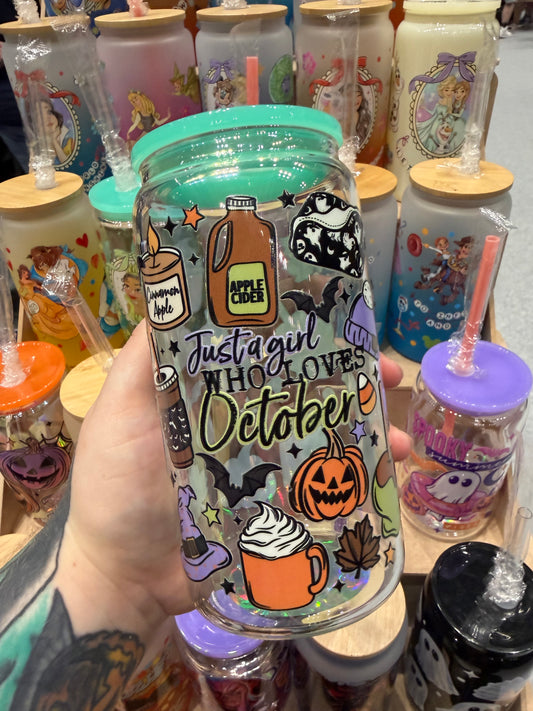 Just A Girl Who Love October Glass Cup