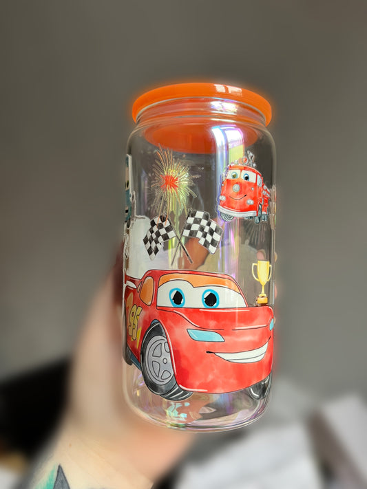 Cars Glass Cup With Straw Topper