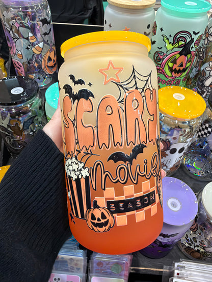 Scary movie season Glass Cup