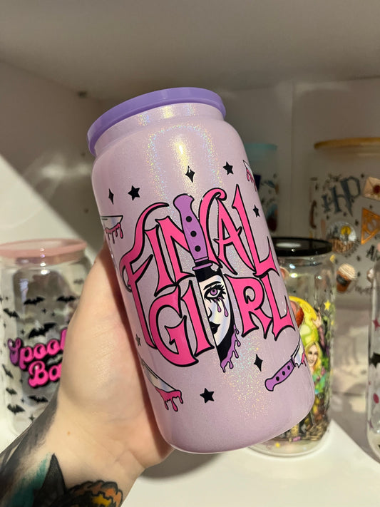 Final Girl Glitter Glass Cup - Preorder