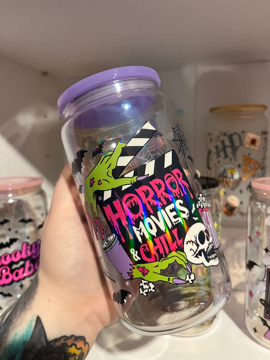 Horror Movies & Chill Holographic Glass Cup