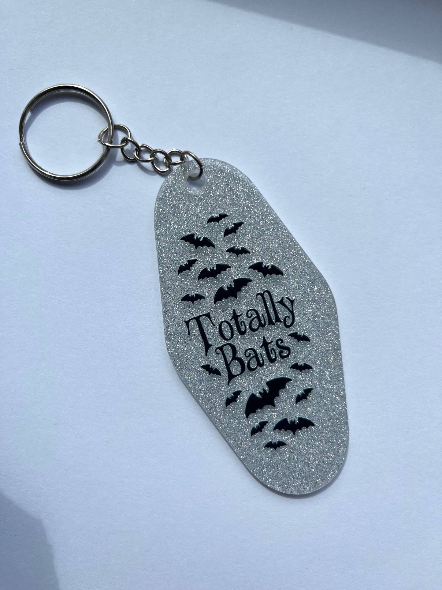Totally Bats Sliver Glitter Keyring