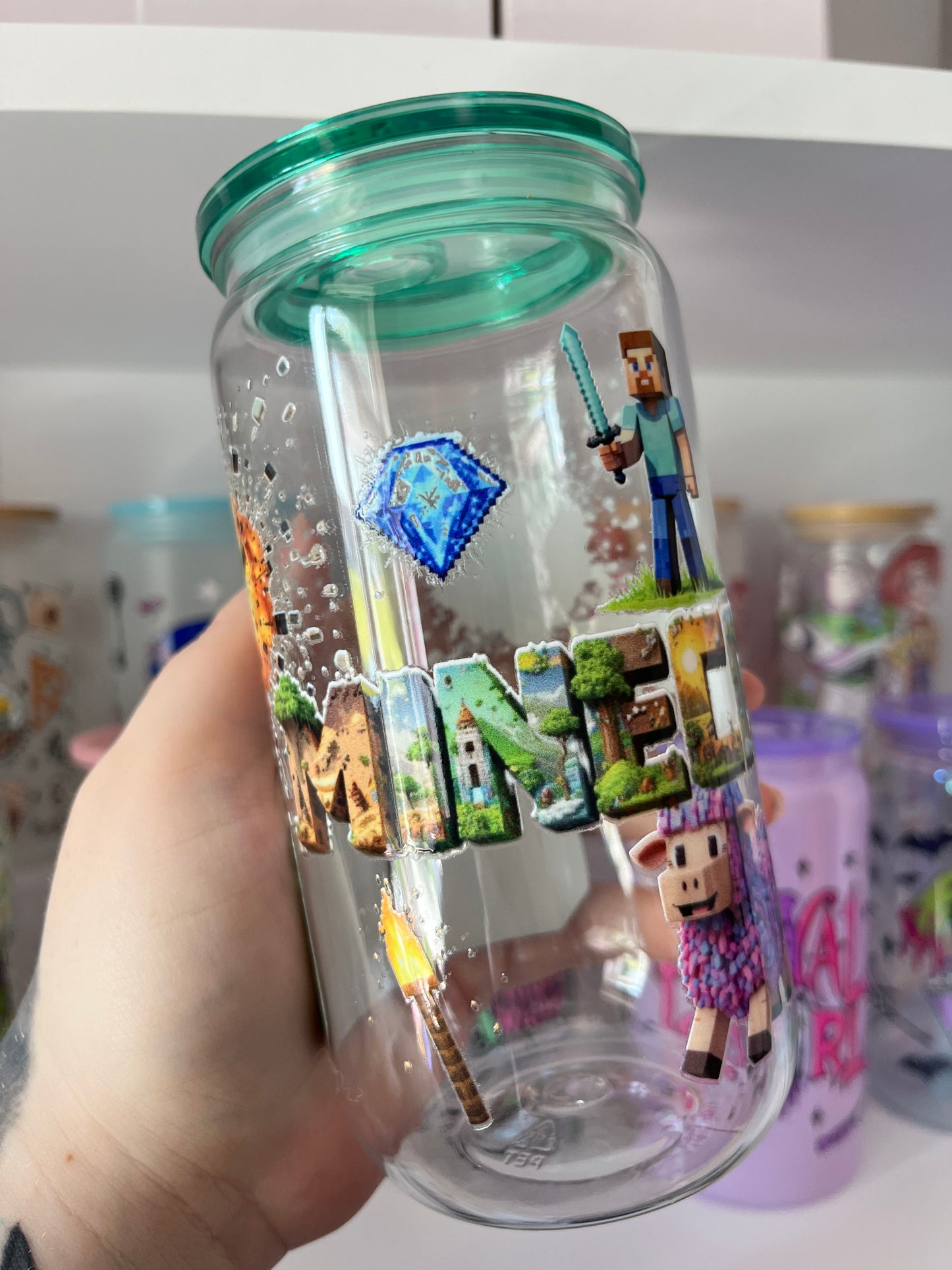 Minecraft Plastic Cup With Straw Topper