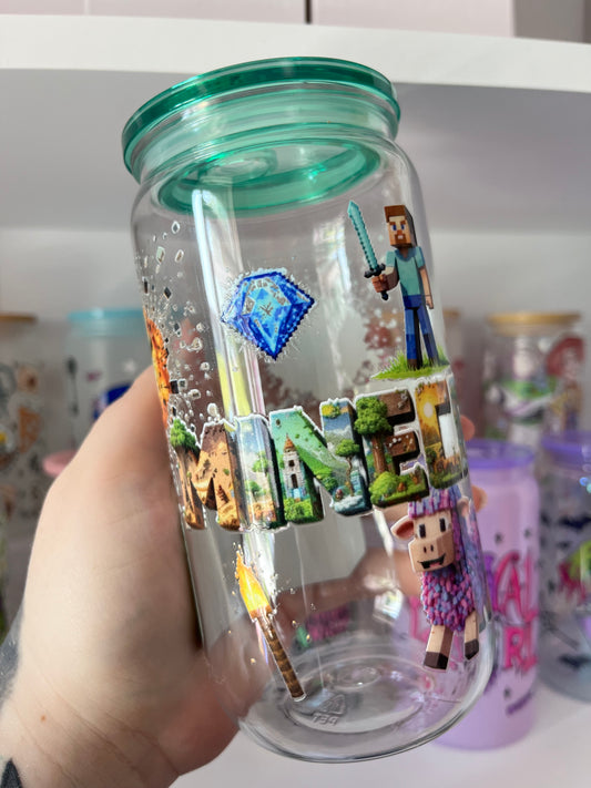 Minecraft Plastic Cup With Straw Topper