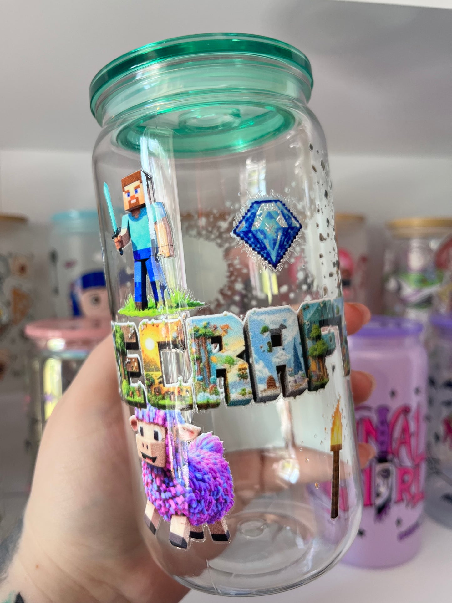Minecraft Plastic Cup With Straw Topper