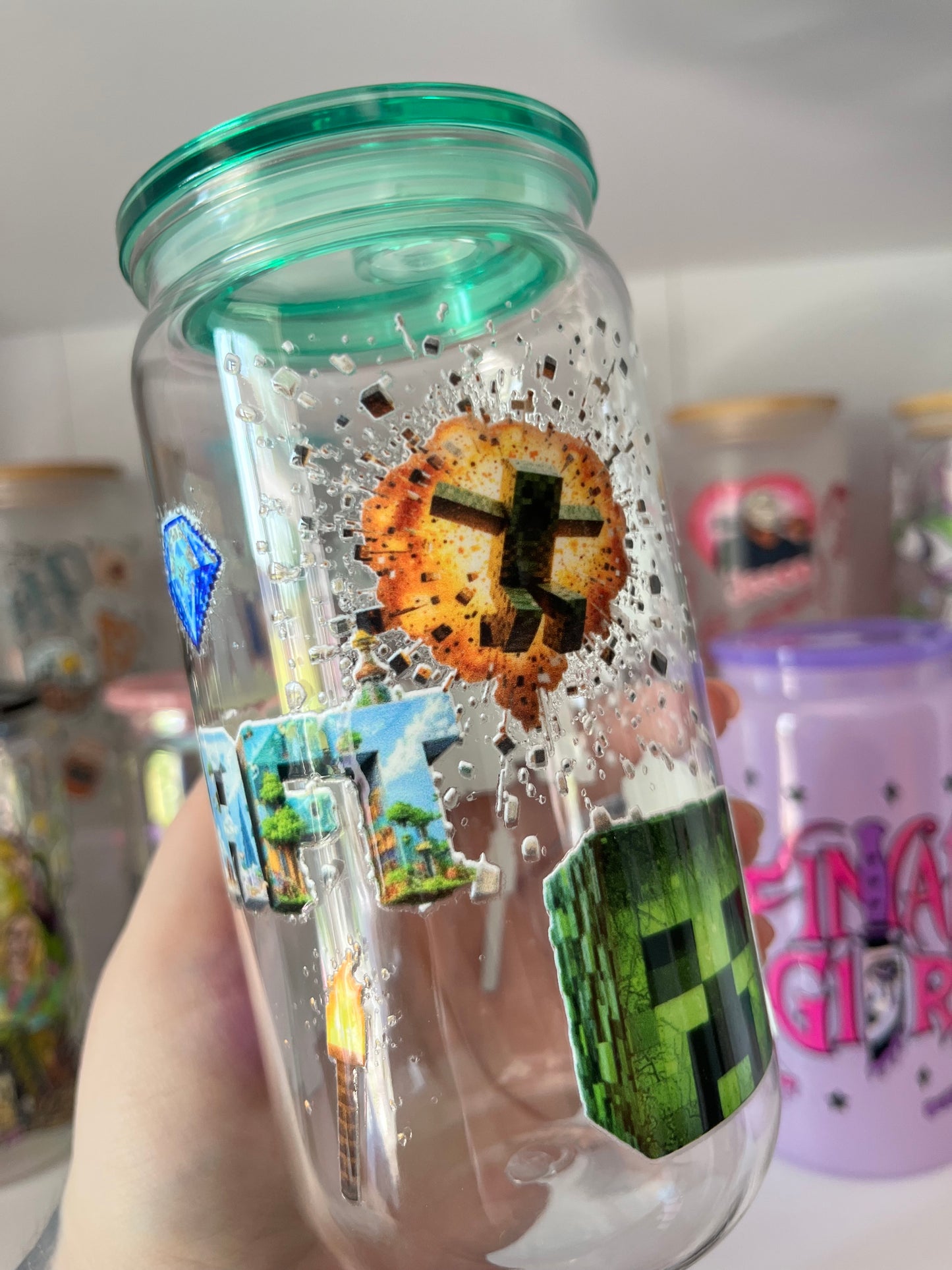 Minecraft Plastic Cup With Straw Topper