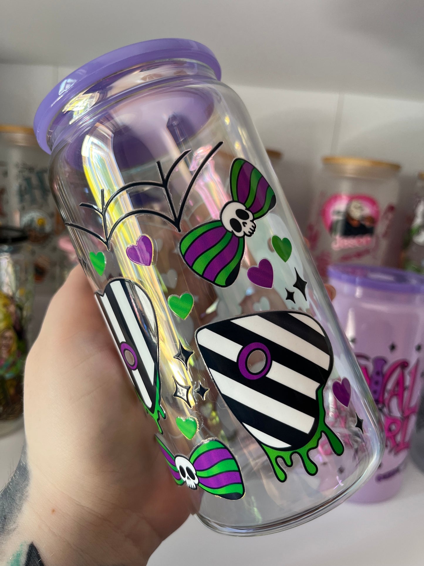 Beetlejuice Hearts Glass Cup - discontinued