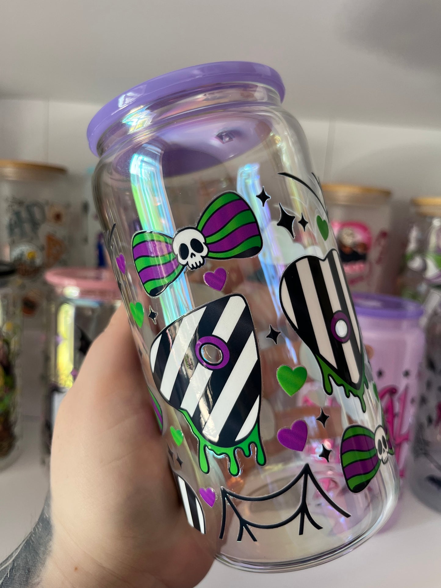 Beetlejuice Hearts Glass Cup - discontinued