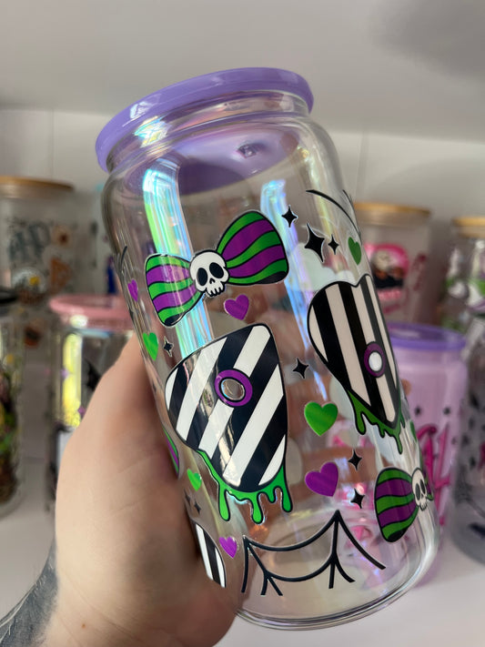 Beetlejuice Hearts Glass Cup - discontinued