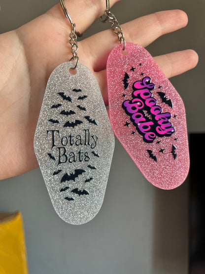 Totally Bats Sliver Glitter Keyring