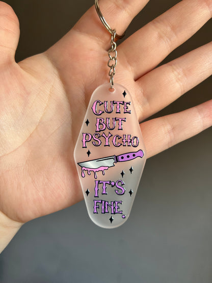 Cute But Psycho Clear Keyring