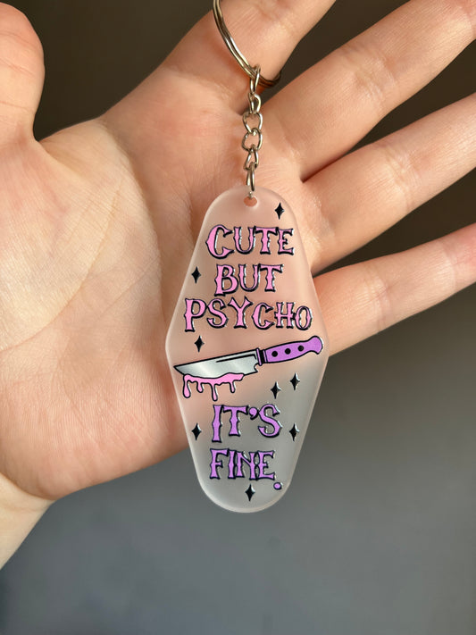 Cute But Psycho Clear Keyring