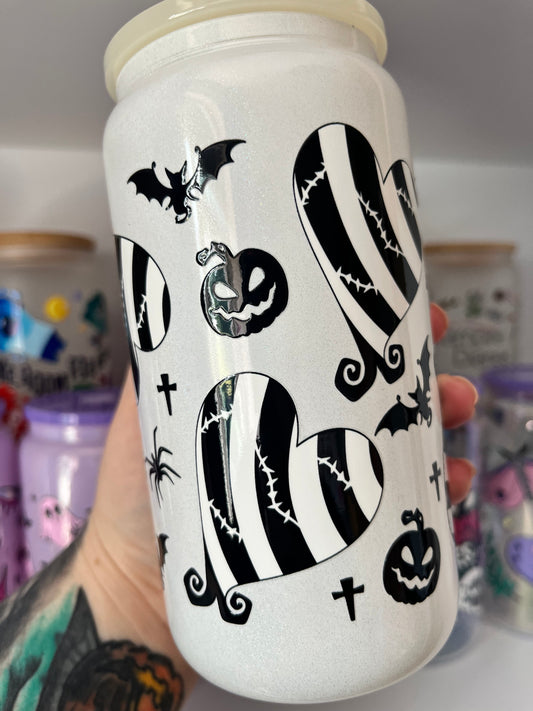 Spooky Pumpkins Glitter Libbey Glass Cup
