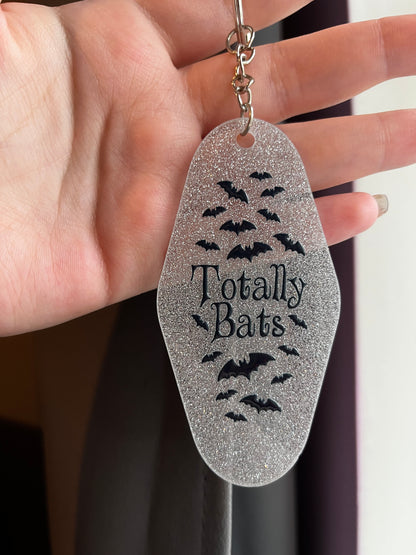 Totally Bats Sliver Glitter Keyring