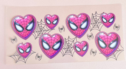 Spidey-Hearts Glass Cup With Straw
