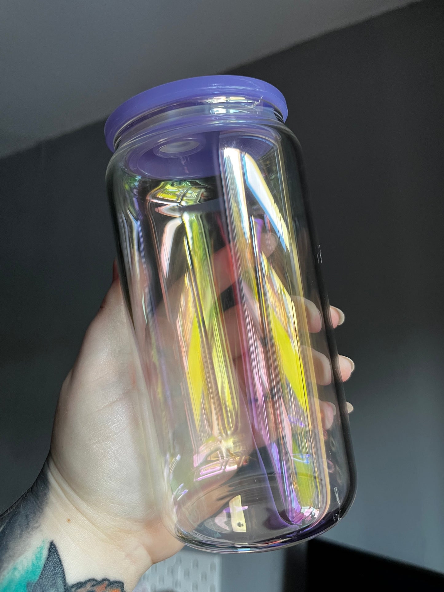 Kuromi Hearts Glass Cup With Straw
