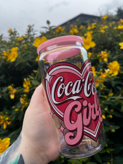 Coca Cola Girly Libbey Glass Cup With Straw