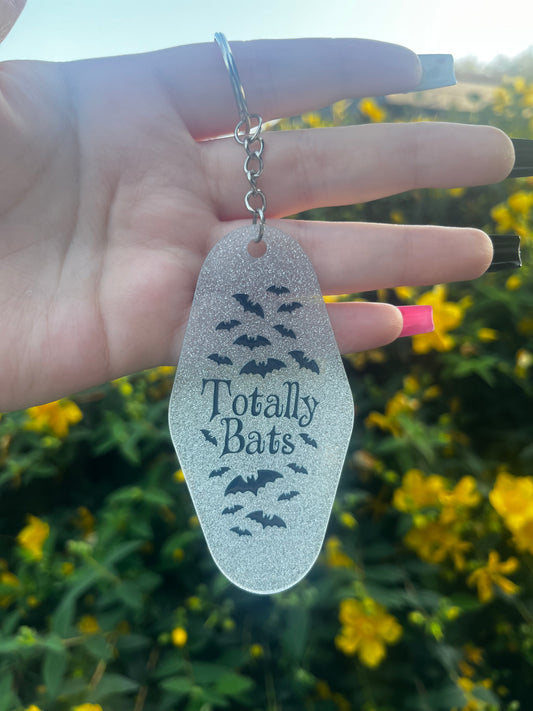 Totally Bats Sliver Glitter Keyring