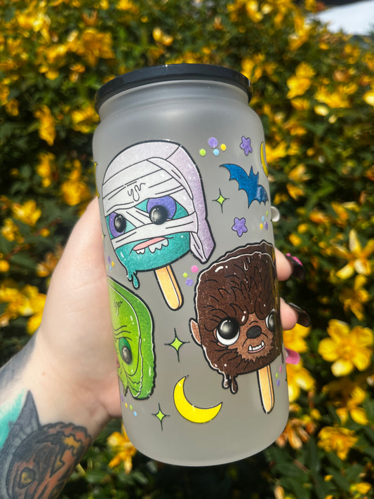 Monsters Sumerween Glass Cup With Straw