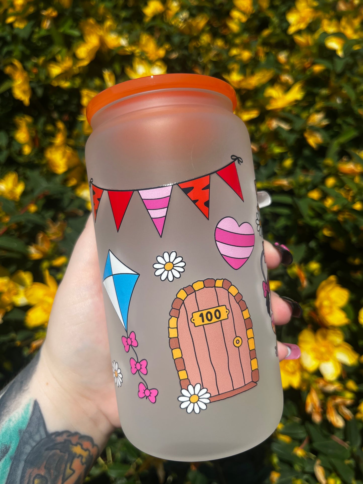 Friendship Never Ends Glass Cup With Straw