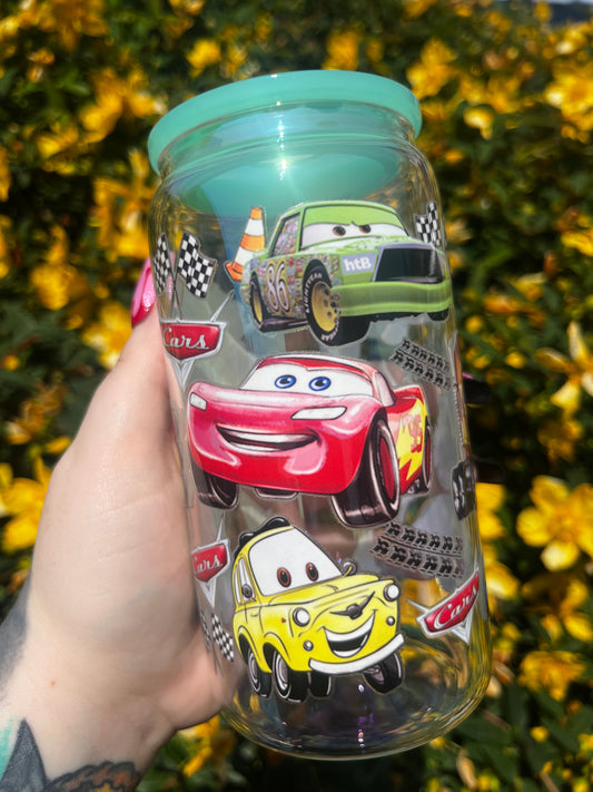 Cars Libbey Glass Cup With Straw